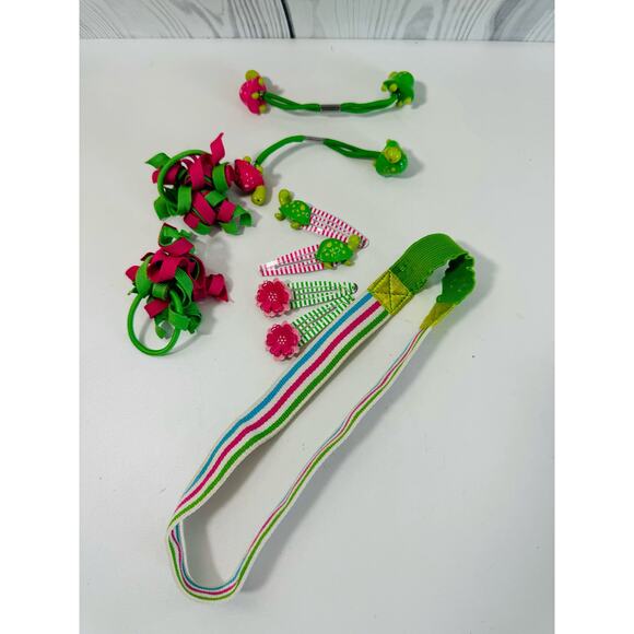 Gymboree Pretty Turtle 9 Piece Accessory Lot Elastic Barrette Headband - Picture 2 of 3